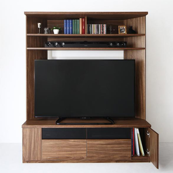 【美品】浜本工芸 コーナー型テレビ台 ブラウン 浜本工芸 コーナー型の木製テレビ台、ブラウン色、ガラス扉付き
