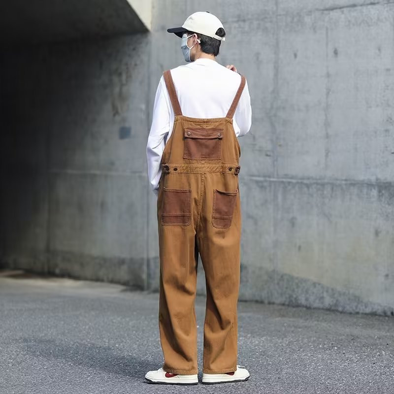 激安 オーバーオール メンズ サロペット ゆとり ワーク カーゴ アメカジ オールインワン ストリート系 作業服 春秋 ブラウン シンプル カジュアル  :84sep22nbdk08:ネットショップカイ 通販 