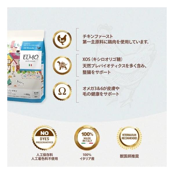 ELMO ドライフード チキン 3kg × 3袋 800g ×9袋　送料込み Coo&RIKU公式オンラインショップ / エルモ アダルト リッチイン