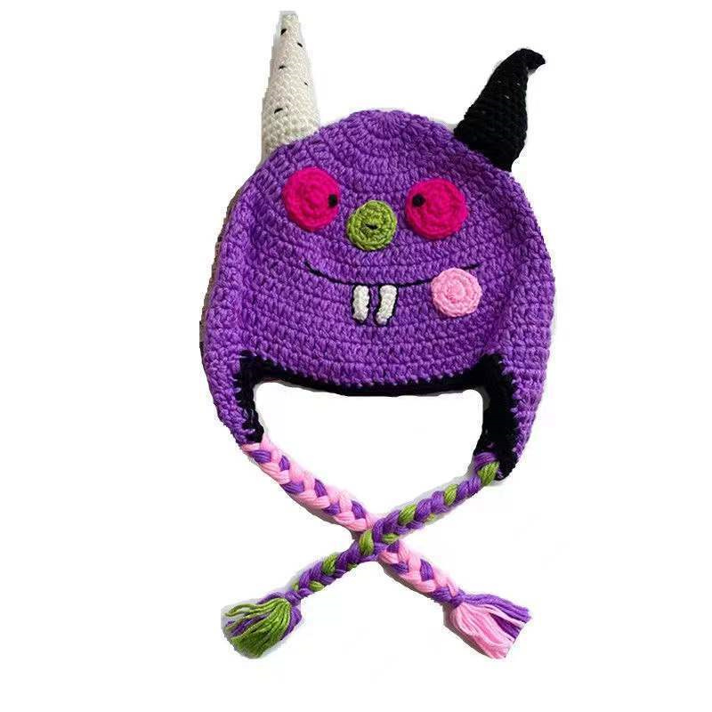 【正規販売店】ニット帽子 ハロウイン 帽子 防寒 メンズ レディース いたずら キャラクター ビーニー 冬 イベント 子ども ニットキャップ 男女兼用 親子
