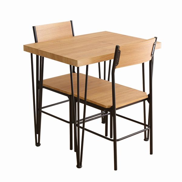 ヴィンテージ長方形ダイニング3点セット 75cm幅テーブル 椅子×2 コンパクト 木目調 シャビーオーク ウォールナット |  | 01