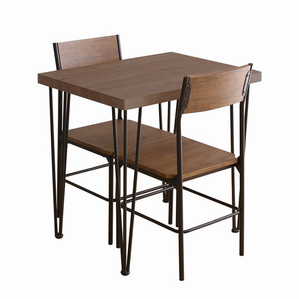 ヴィンテージ長方形ダイニング3点セット 75cm幅テーブル 椅子×2 コンパクト 木目調 シャビーオーク ウォールナット |  | 02