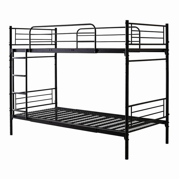 並べて連結もできる パイプ2段ベッド 本体 3way 2段 ツインベッド キングベッド 通気性の良いメッシュ床 黒 白 |  | 01