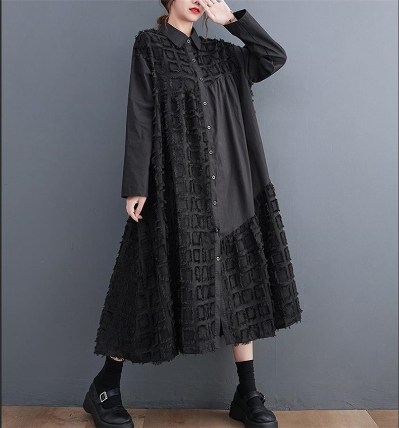 ユナイテッドアローズ シャツワンピース ロング 花柄 スタイルフォーリビング 黒 シャツワンピース 長袖 ロング丈 切り替え 前開き レディース 前