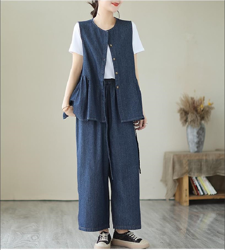 セットアップもお洒落★人気PARFOIS★ドットコントラストパンツ セットアップ レディース 春夏 2点セット ベスト&ガウチョ