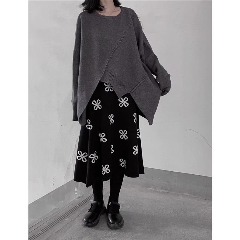 ニット トップス レディース 秋服 セーター プルオーバー 長袖  オーバーサイズ  自然に体型カバー ワイドシルエット 不規則 リラクシーな着心地  大 ニット トップス レディース 秋服 セーター プルオーバー 長袖