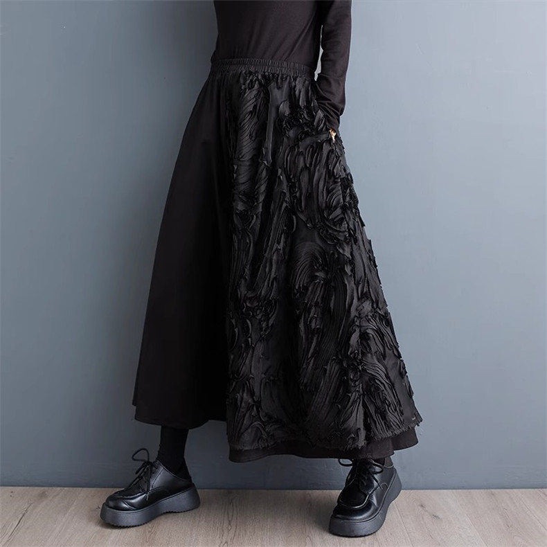 秋スカート ロングスカート レディース フレア ウエストゴム 女性らしく映えるデザイン 幅広いコーデ...