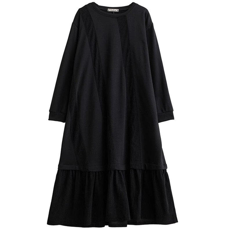 秋冬ワンピース レディース ロングワンピース きれいめ クルー
