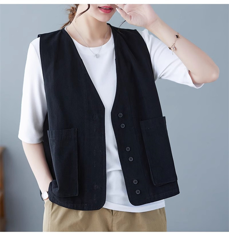 トップス ベスト レディース ショート丈 クロップド丈 綿100