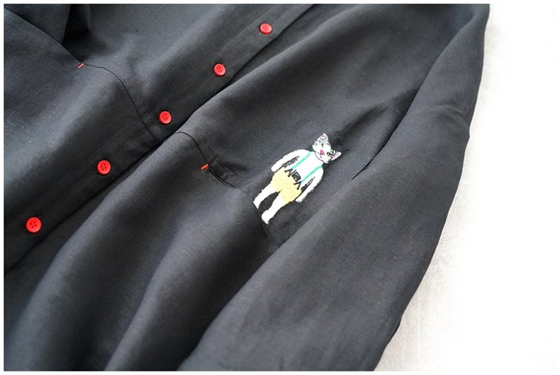 新品 クニオサトウ チュニック ワンピース 猫 ネコ ねこプリント 七分袖 M 猫シャツ（ワンピース、チュニック） | ファッション のおすすめ
