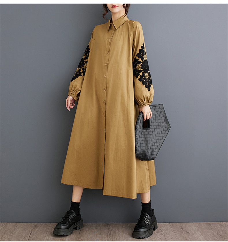 シャツワンピース レディース 春秋 人気ワンピース ロング丈