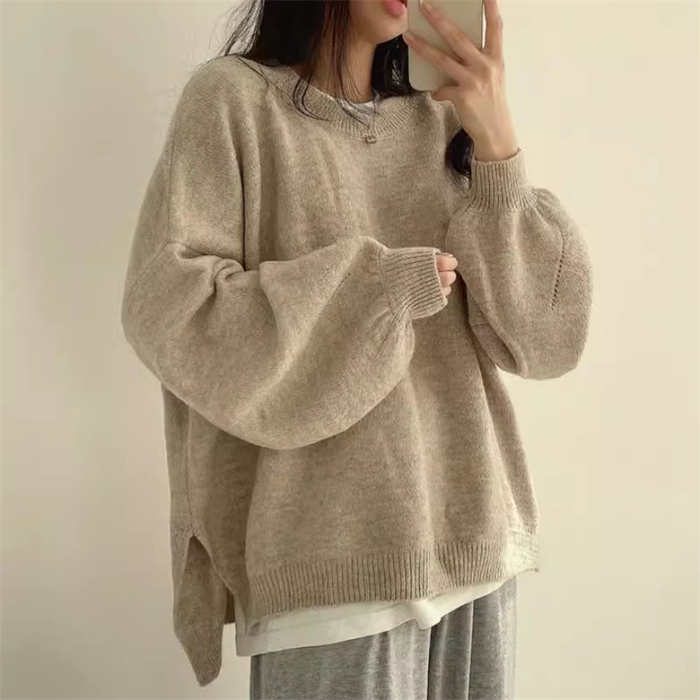 ニット レディース 秋トップス セーター 長袖 ボリューム袖 プル