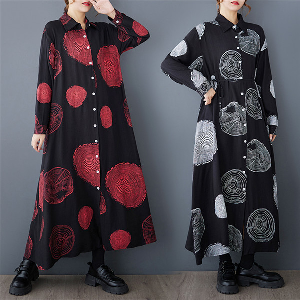 レディース ロングワンピース シャツワンピ ワンランク上の着こなし