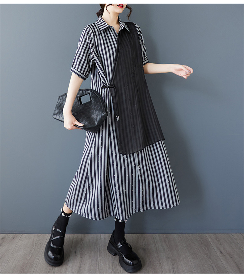 シャツワンピース ナチュラル レディース ロングシャツ ストライプ柄
