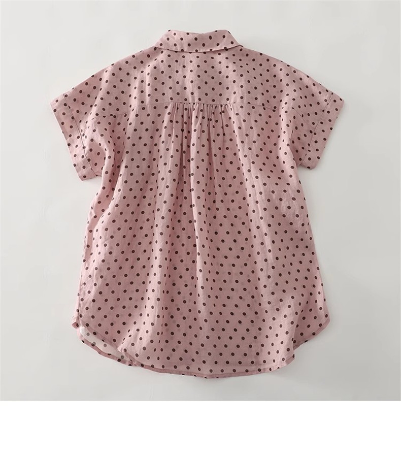 シャツ 半袖トップス レディース ドット柄 リラックスした 女性らしい