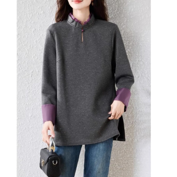 トップス トレーナー レディース Tシャツ 立襟 スタイルアップ効果も