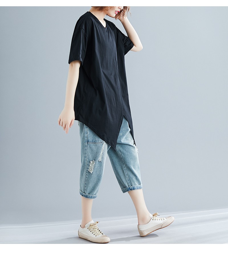 Tシャツ ゆったり トップス 不規則な 夏 半袖 大きいサイズ 体型カバー 着やせ :YL7001:New Forest Heart - 通販 -  Yahoo!ショッピング