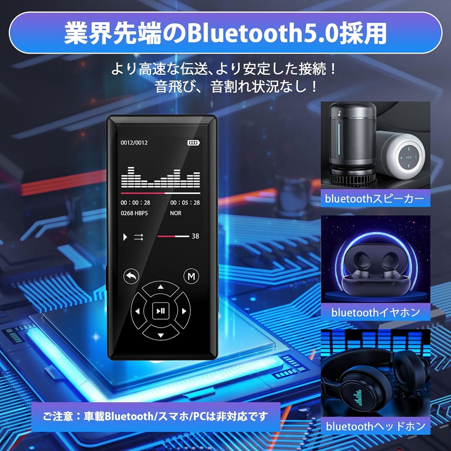 MP3プレーヤー Bluetooth 5.0 スピーカー内蔵 音楽プレーヤー HIFI音質 2.4インチ大画面 ウォークマン 128GBまで拡張可 FMラジオ 電子ブック アラーム｜new-life-ltd｜04