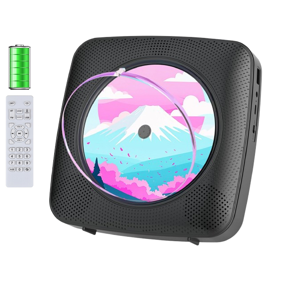 CDプレーヤー ポータブル 卓上＆壁掛け式 Bluetooth受信/送信 1800mah