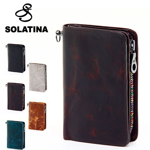 メンズ 本革 ホースレザー 二つ折り 財布 短財布 L字ファスナー SOLATINA(ソラチナ) SW-38151 最大P+16% ソラチナ SOLATINA 二つ折り財布 ホースレザー焦がし加工 sw-38151 メンズ