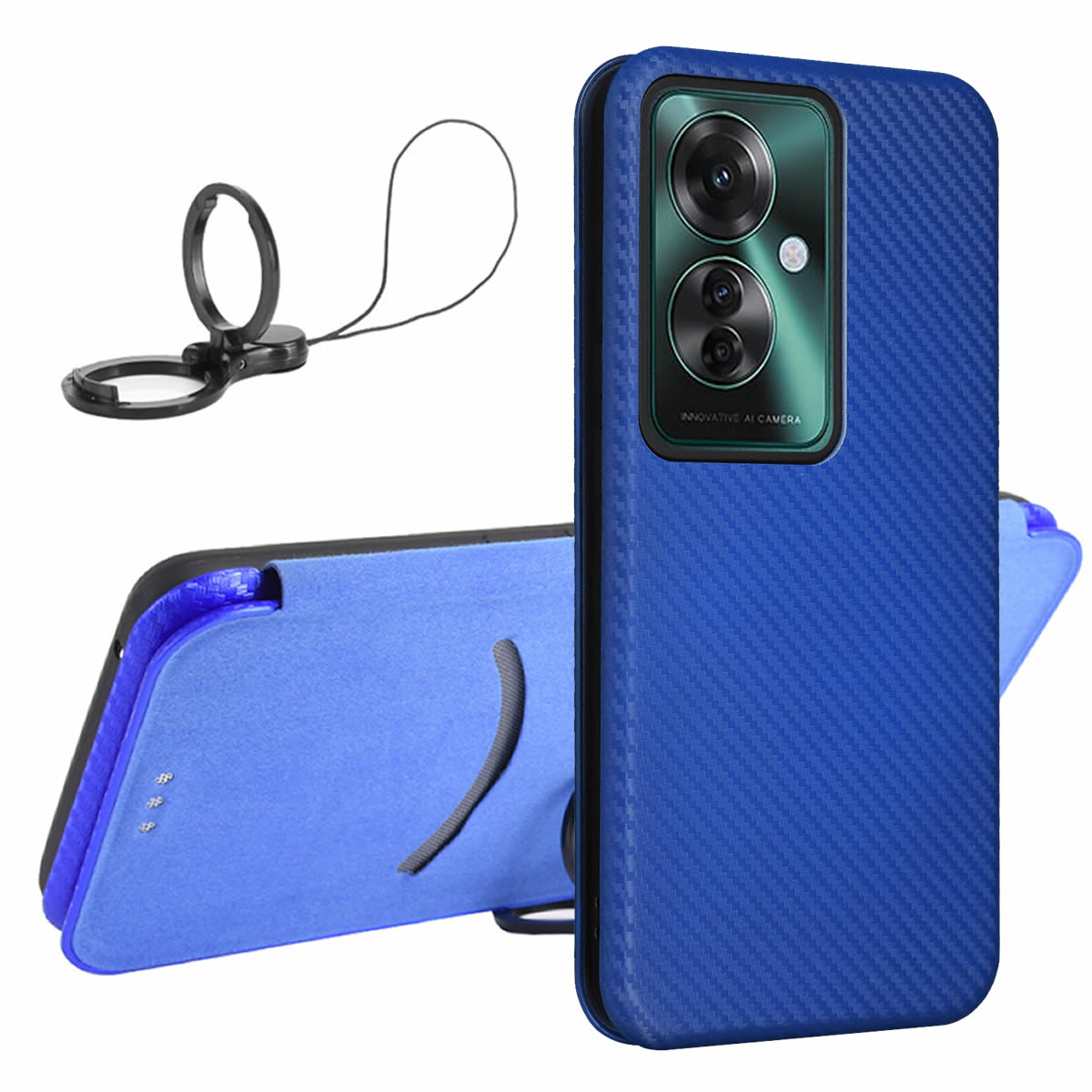 OPPO Reno11 A 手帳型 薄型 カーボンファイバー スマートフォン用