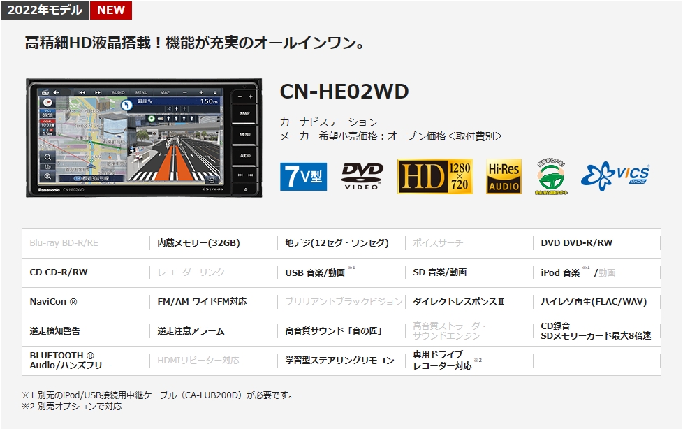 完売CN-HE02WD パナソニック カーナビステーション カーナビ、カーAV