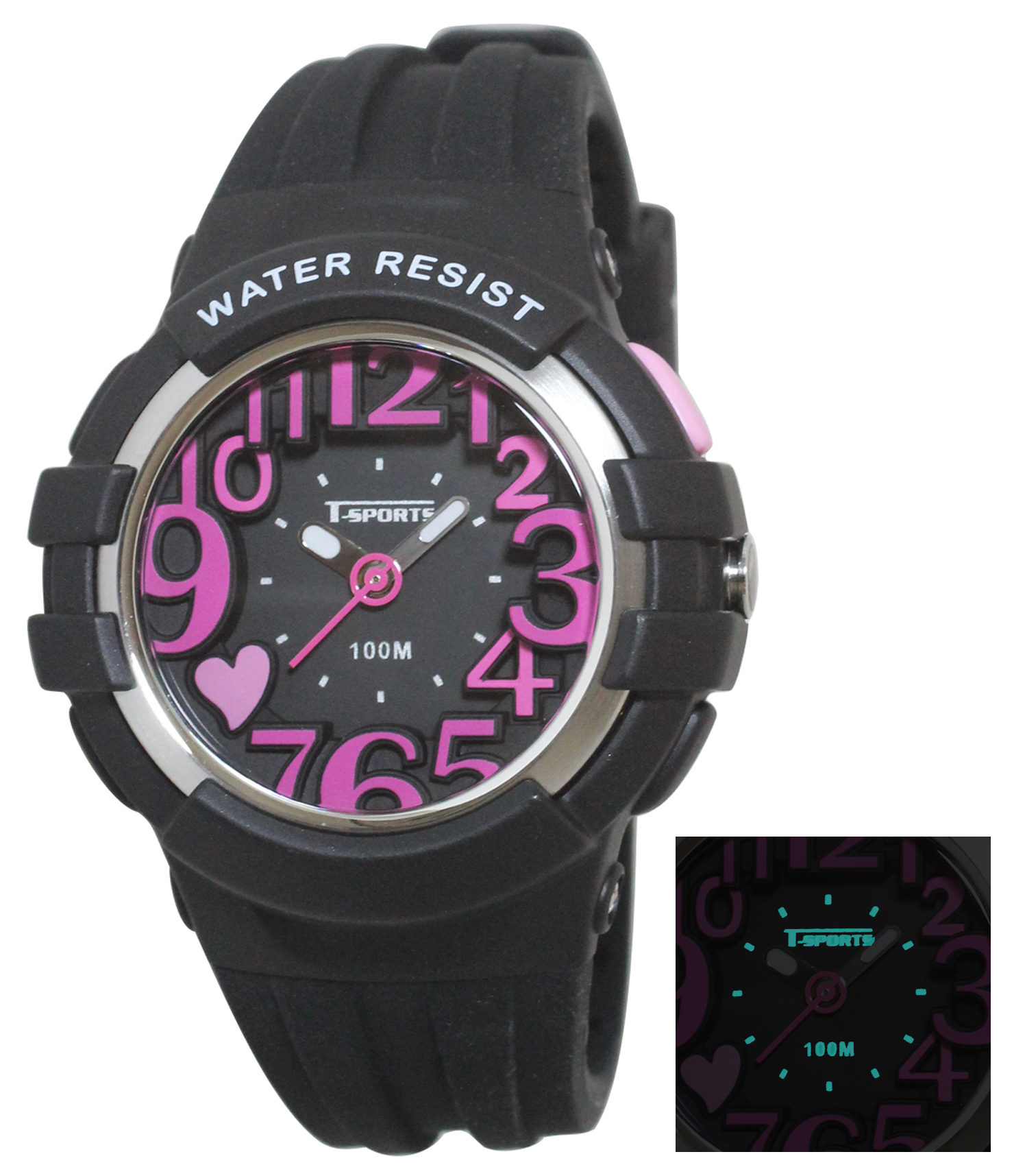 【正規品】CREPHA クレファー 立体文字盤 10気圧防水 ライト付き 腕時計 ブラック レディース 女性