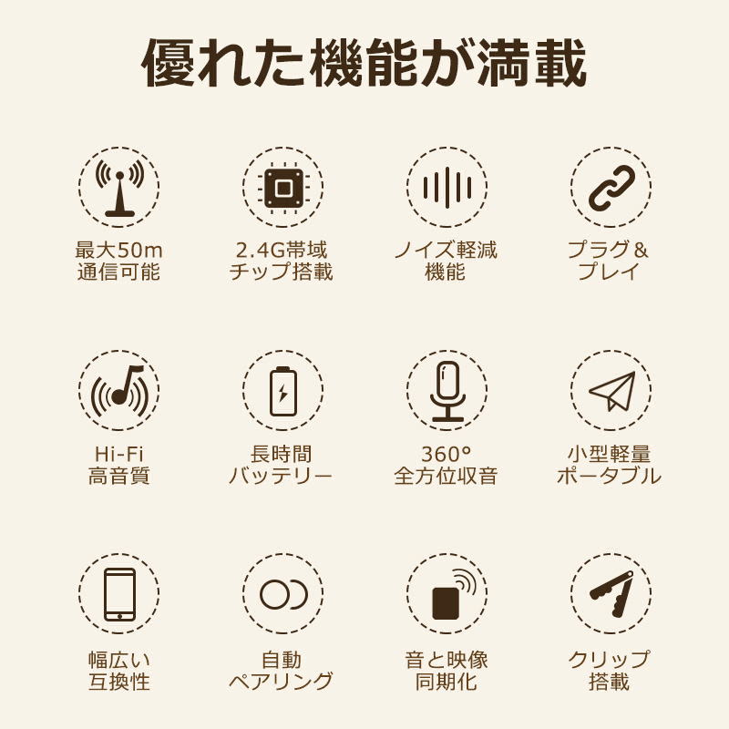 ワイヤレスマイク ピンマイク 2個セット type-c lightning 3.5mm 3端子