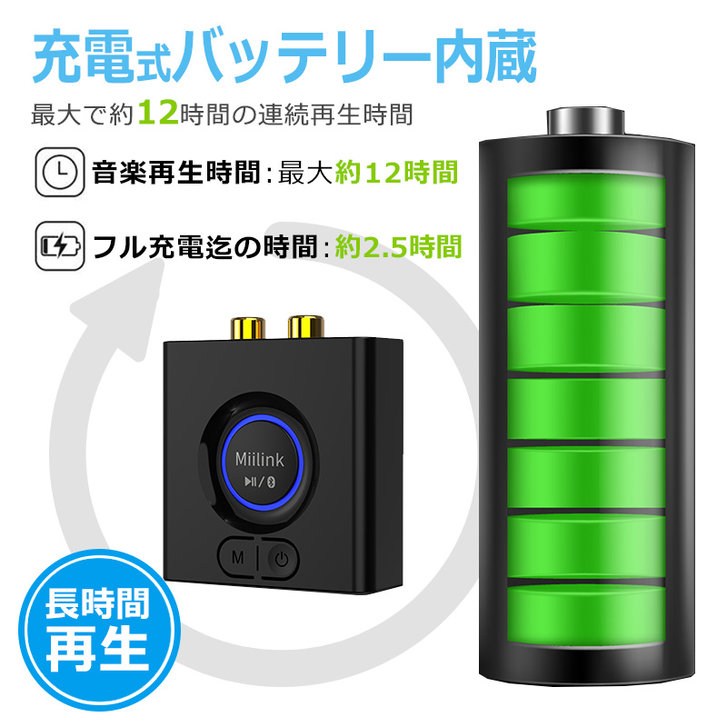1Mii Bluetooth オーディオ受信機 ML200 RCA AUX ブルートゥース