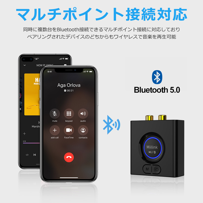 1Mii Bluetooth オーディオ受信機 ML200 RCA AUX ブルートゥース