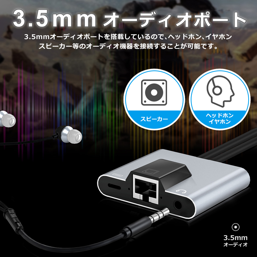iPhone iPad 対応 LAN インターネット イーサネット Type-C lightning