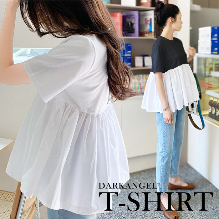 ペプラムカットソー　ブラック Dark Angel トップス tシャツ バックフリル ペプラム カットソー