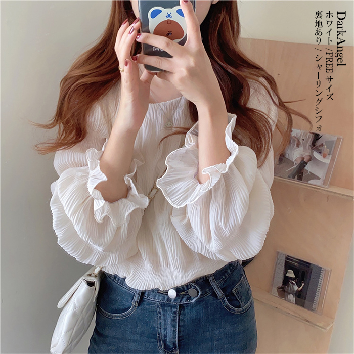 Dark Angel 春の透け感シフォンブラウス シフォン レディース