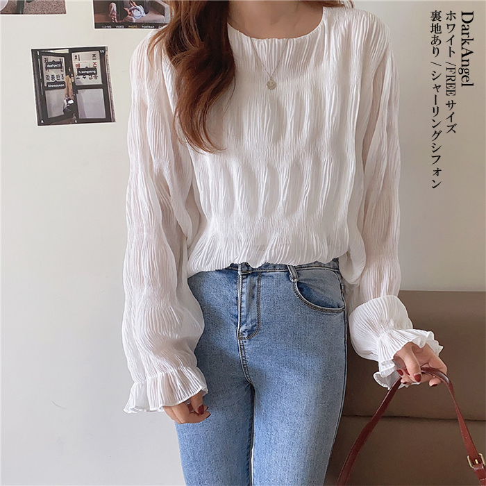 Dark Angel 春の透け感シフォンブラウス シフォン レディース