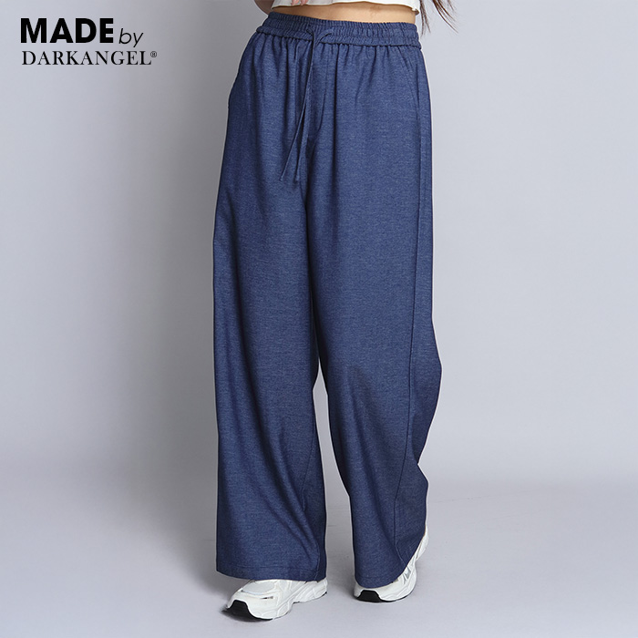 パンツ ワイドパンツ デニム風 レディース 春 夏 フルレングス