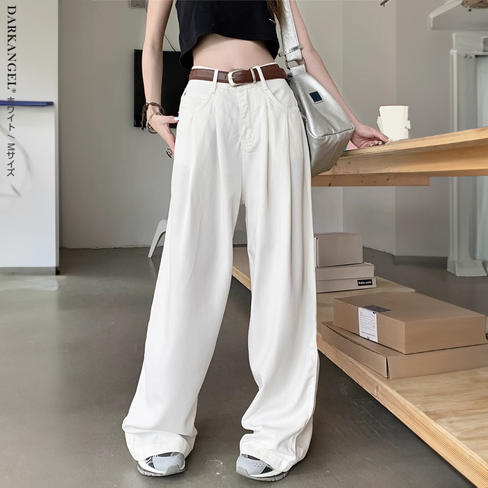 ハイウエストKNEEダメージbijouワイドデニムパンツ（デニム
