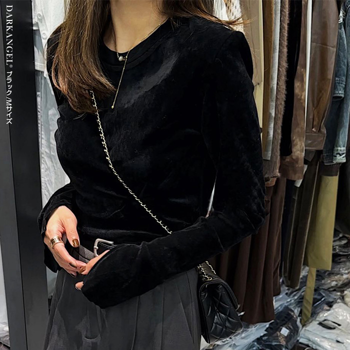Dark Angel スリットスリーブベロアトップス トップス ロンt ベロア 袖 
