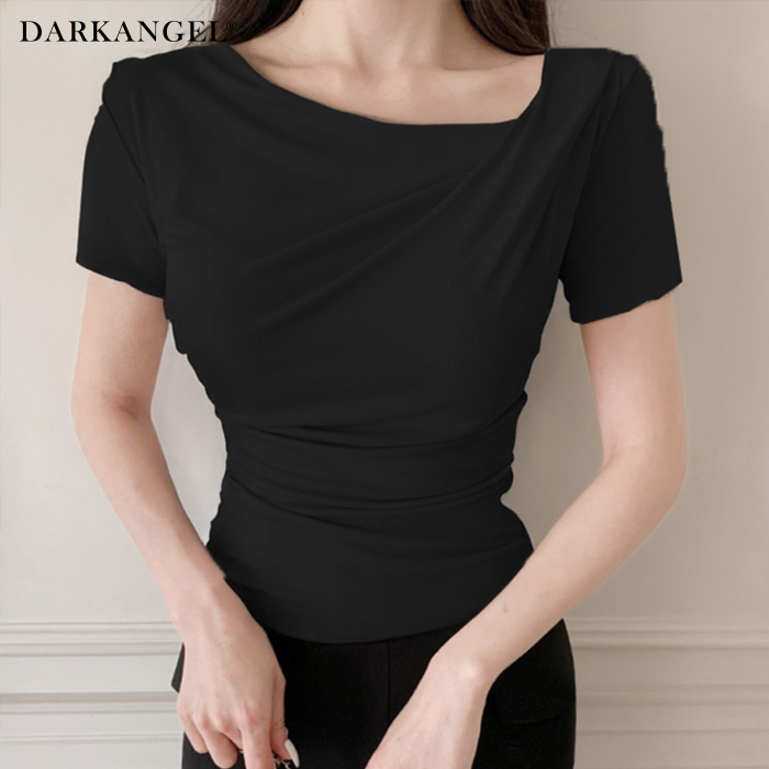 Dark Angel ドレープ 半袖 トップス 夏 プルオーバー Tシャツ