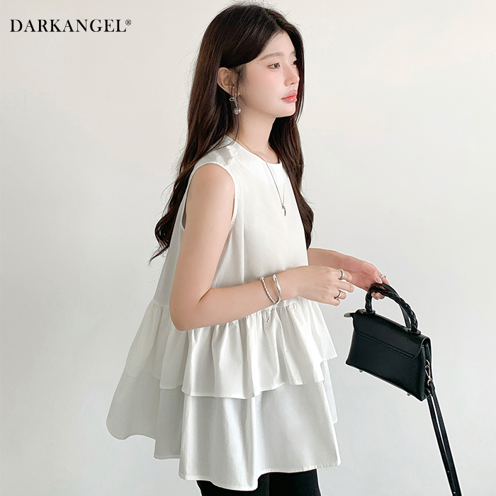 Dark Angel ノースリーブ フレア ペプラムトップス レディース