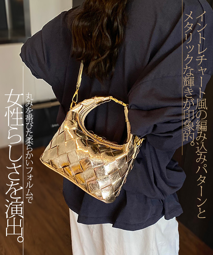 新品未使用　五嶋紐 バッグ　ゴールド系網目模様ハンドバッグ Dark Angel（ダークエンジェル） ハンドバッグ バッグ レディース 2way