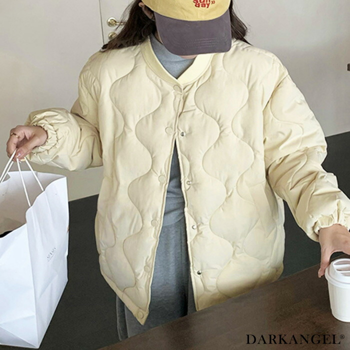キルティングノーカラージャケットアイボリー　タグ付き未使用品 キルティングノーカラージャケットアイボリータグ付き未使用品