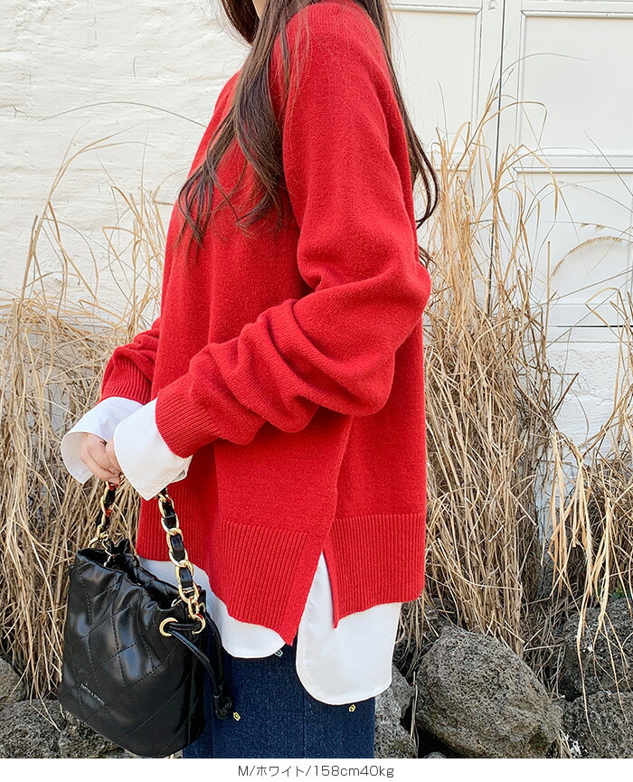 Dark Angel 裏起毛シャツ切り替えレイヤードトップス インナー カフス  