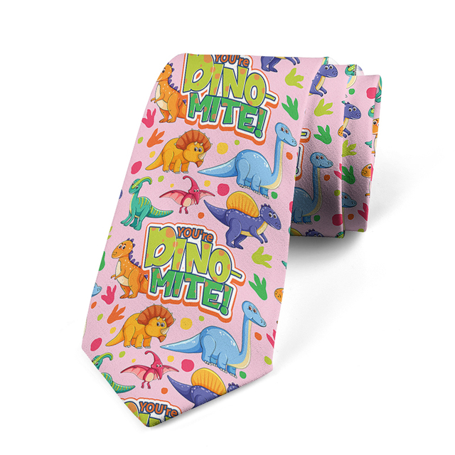 New Men Necktie Funny Cartoon Dinosaur Pattern Print 8CM Fashion Novelty Ca｜newold-goods｜02