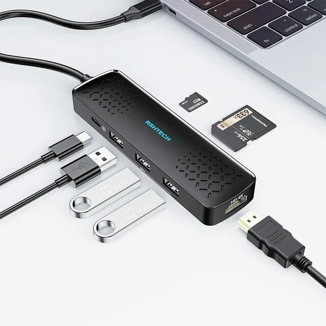 Rshttech-USBハブ,HDMI 4Kアダプター付きデバイス,USB c-usb 3.0, pd, 100w,macbook用ドック,タイプc,｜newold-goods｜03