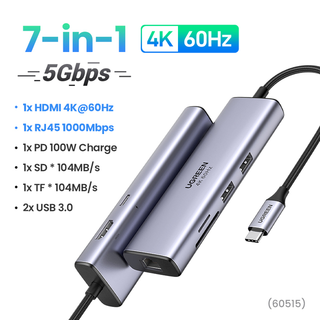 Ugreen-USB Type-C,4k60hz/c,100w,macbook,ipad,huawei,samsung pc,3.0 usbハブ用のア |  | 02