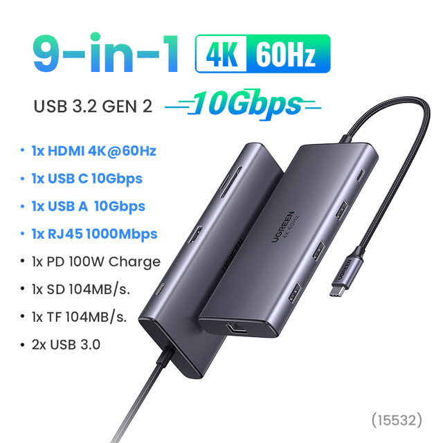 Ugreen-USB Type-C,4k60hz/c,100w,macbook,ipad,huawei,samsung pc,3.0 usbハブ用のア |  | 03