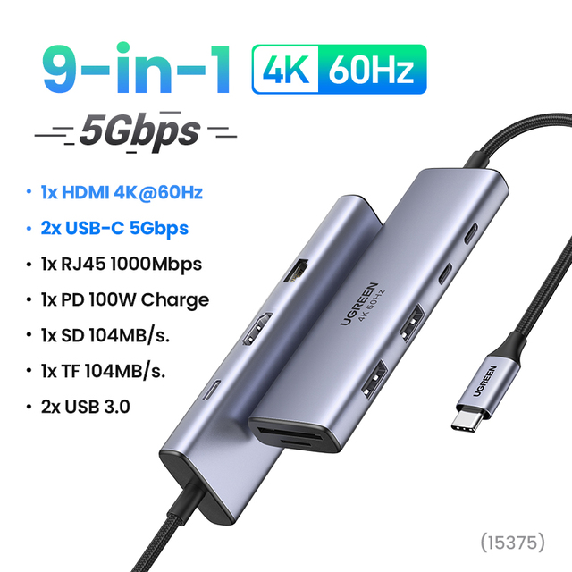 Ugreen-USB Type-C,4k60hz/c,100w,macbook,ipad,huawei,samsung pc,3.0 usbハブ用のア |  | 01