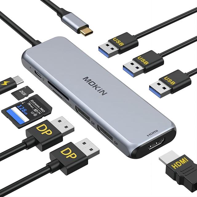 デュアルディスプレイポート対応のドッキングステーション、MOKiN USB C ハブドングル、2 つの DP、HDMI、3 つの USB A 3.0｜newold-goods｜02