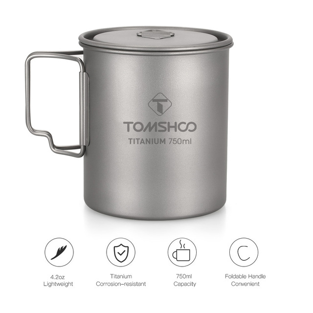 Amazon.co.jp: TOMSHOO チタンカップ キャンプ用 750mlポット