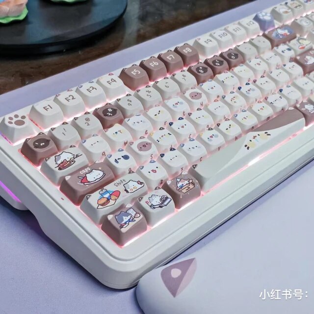 メカニカルキーボード用のかわいい猫のキーキャップ,正方形のキーキャップ,昇華型,alice,カスタマイズ可能なギフト,新しい142キー,2.25 u,｜newold-goods｜07